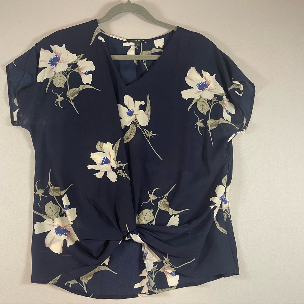 West Kei Navy Floral Blouse